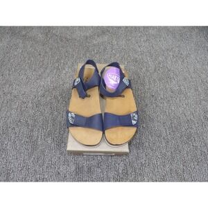 PLAKTON Women's Navy Nubuck Leather Ankle Strap Comfort Sandals EU 37 US 6.5 NEW